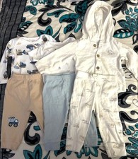 6-9 Month Boys Lot of 6 Pieces, 2 Bodysuits, 3 Pants, 1 Hooded Jacket B10a