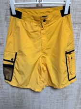 Polo Ralph Lauren Nylon Shorts S Yellow Mesh  Flap Pockets Vintage