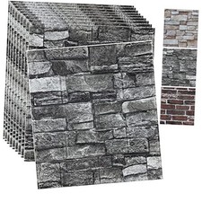 3D Wall Panels Peel and Stick 3D Brick Wallpaper Peel and Stick 10PCS Black