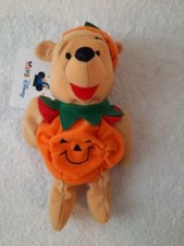 Disney Store Pumpkin Winnie The Pooh 8" Mini Bean Bag New With Tags