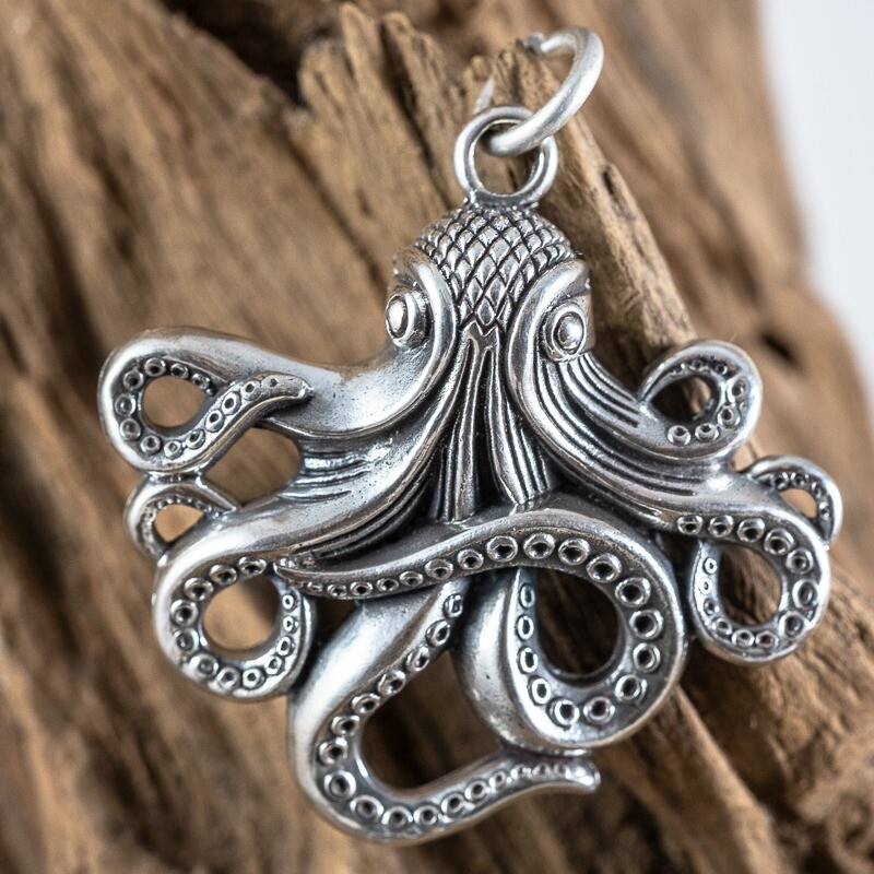 Kraken Pendant Octopus Tentacle Gothic Sterling Silver