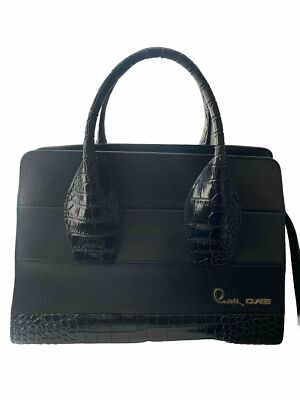 Roberto Cavalli Class Black Medium Textured Pamela Twin Handle Handbag-black