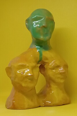 ''Leaking Wisdom'' - Original Clay Sculpture. Signed. Hand made & double glazed.