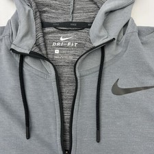 Nike Dri-Fit Hoodie Women's Small Gray Full Zip Running Cotton Blend, Stretchy