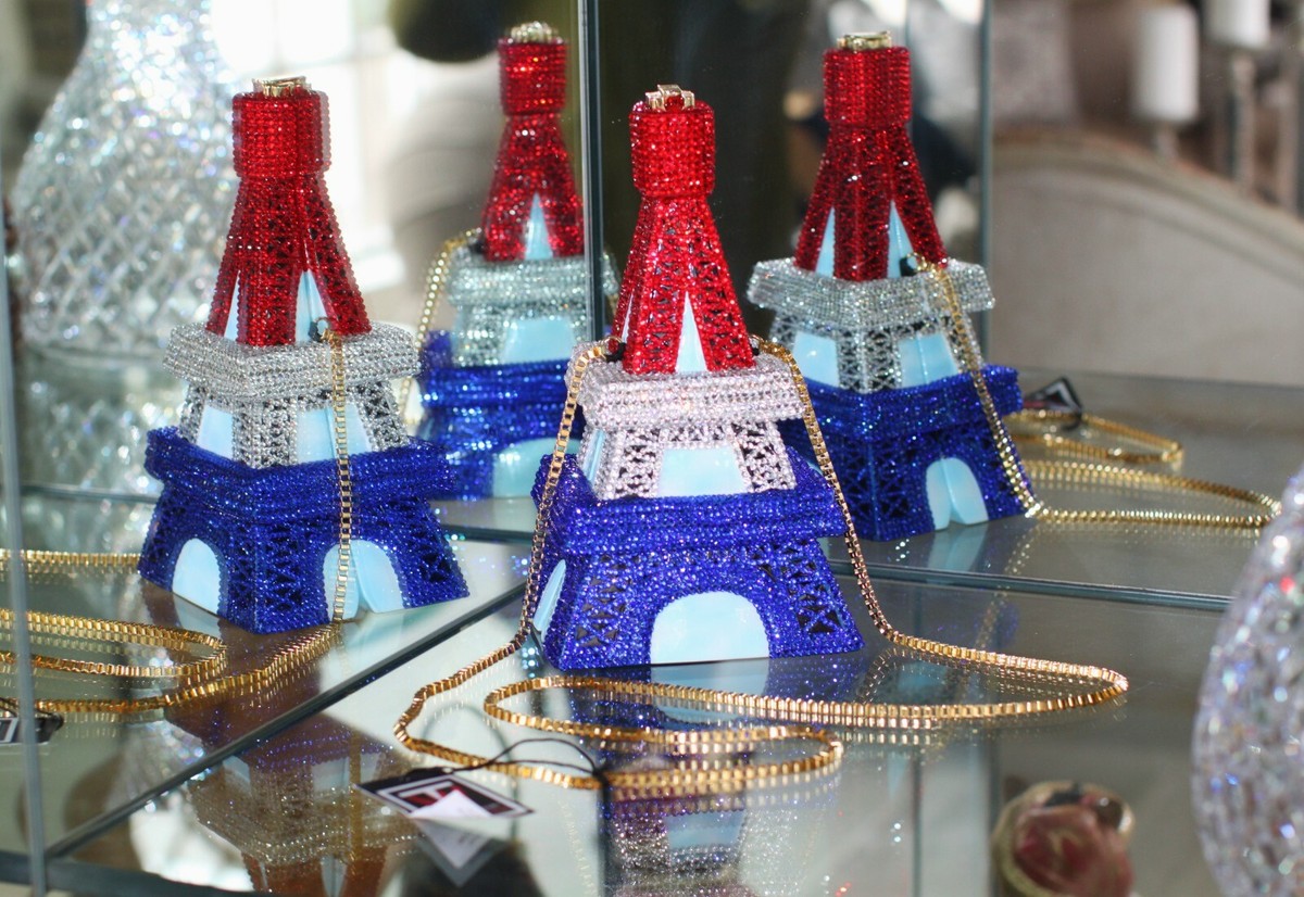 Timmy Woods Beverly Hills Eiffel Tower Bag French Flag SWAROVSKI