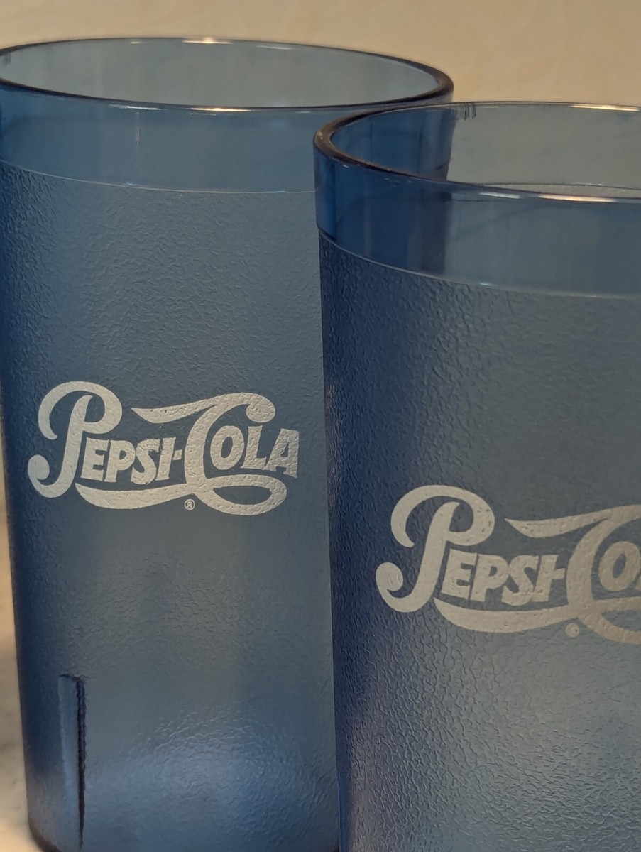 Pepsi Cola Blue Tumblers Set 4 New Drink Cup Restaurant Stacking