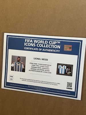 Carte Panini Messi - Coupe Du Monde 2022 - Or - SIGNÉE - Classée HGA 10 + COA