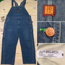 BIG BEN - Vtg Made In USA Faded Blue Jean Workwear Denim Overalls, Mens 42 x 26