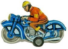 Vintage Tin Toy Motorcyclist Balloon Cordatic Friction Noise Maker Motorcycle