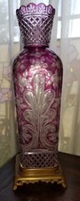 Antique Stevens and Williams Amethyst Cut To Clear  Crystal Glass Vase 11