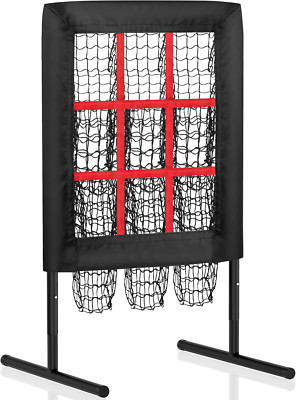 9 Hole Pitching Target Net with Strike Zone & Training Ball for Baseball/Softbal