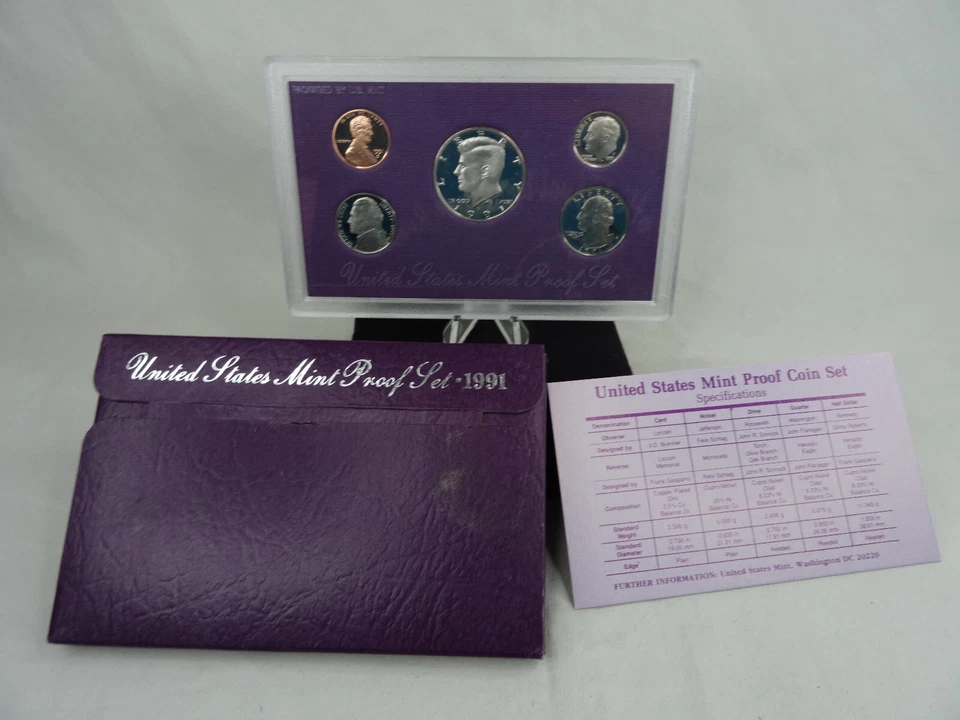 1990-1998 Lot of 9 US Mint Proof Sets 45 Coins OGP Complete Sets - Image 3 of 4