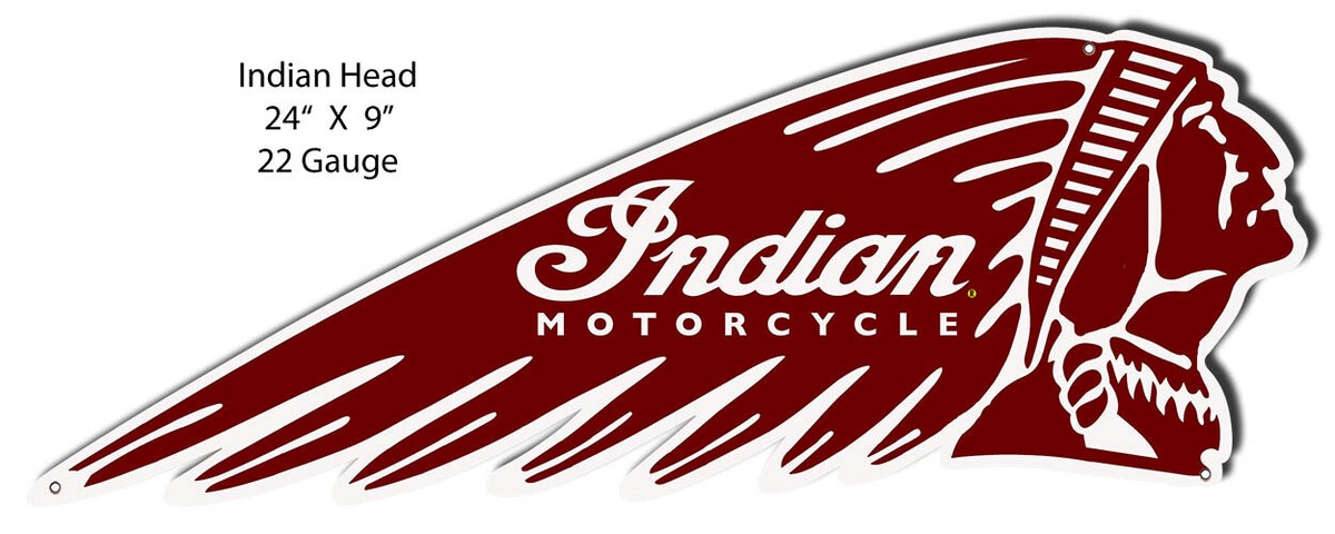 Vintage Style Metal Sign Indian Motorcycle Indian Head 24x9 | eBay