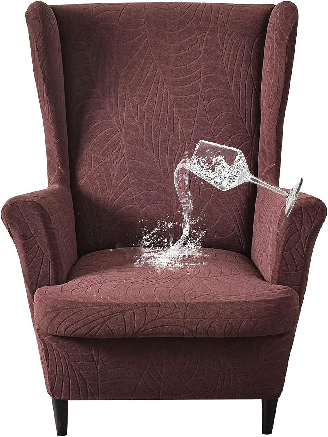 Cover Set Stretch Wing Chair Slipcover With Cushion Cover