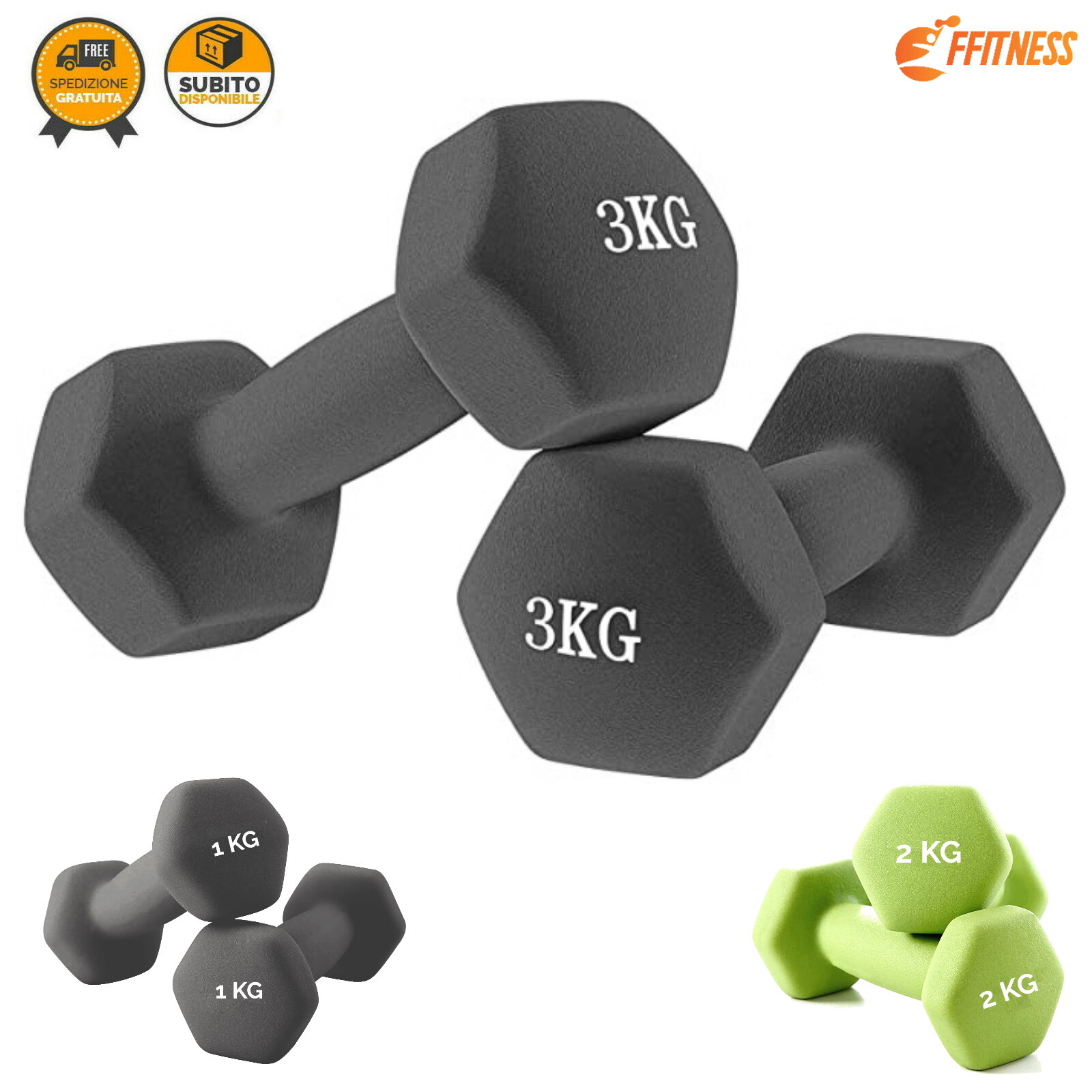 PESI PALESTRA MANUBRI HOME FITNESS DUMBBELLS WEIGHT 1 – 3 KG | COPPIA A SCELTA