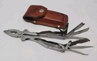 VINTAGE SCHRADE TOUGH TOOL PLIERS MULTI KNIVES  w/LEATHER CASE MADE IN USA