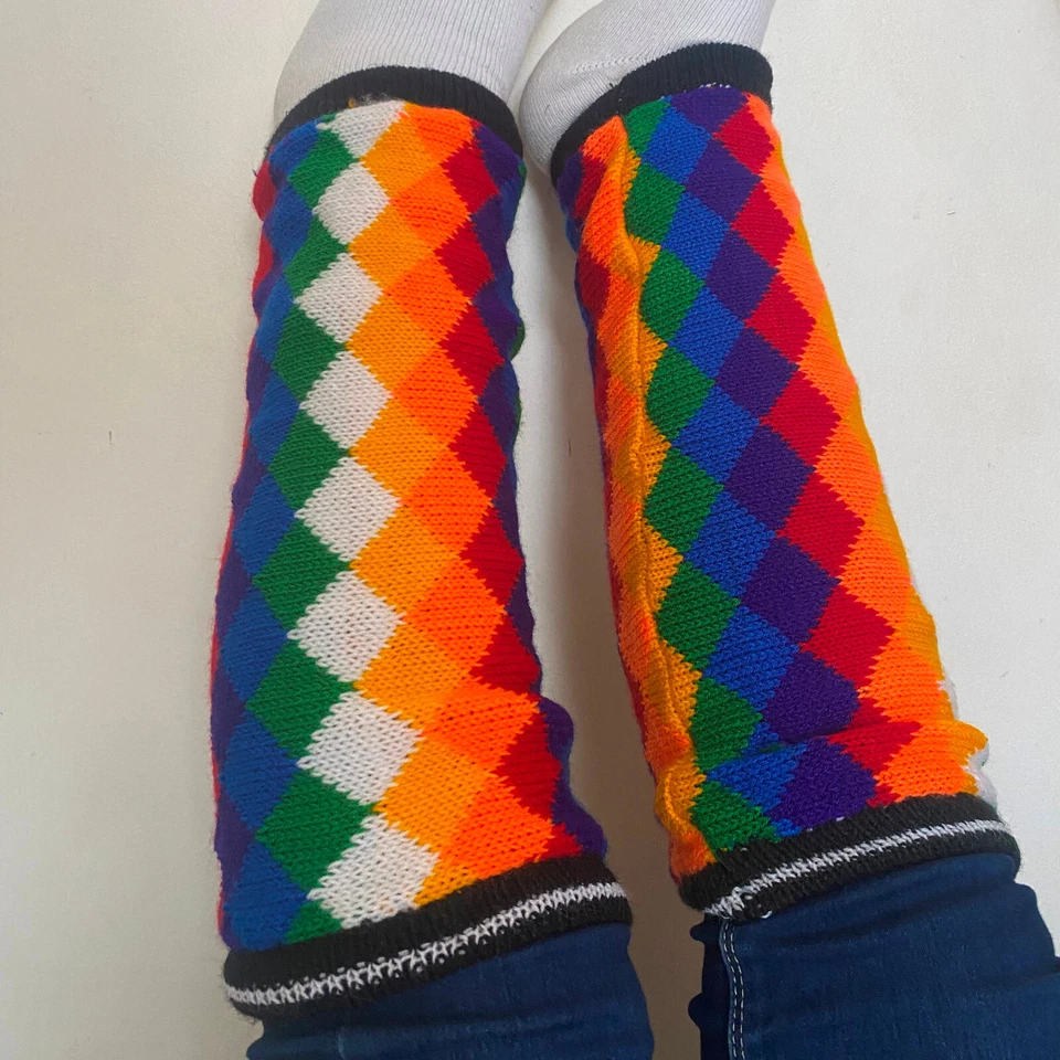 Wiphala Wool Leg Warmers Handmade Andes Style – Ethical, Warm & Bold - Image 3 of 4