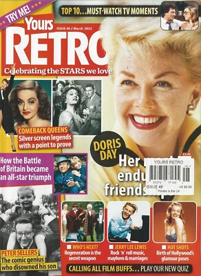 Yours Retro UK Issue 48  2022 Doris Day Peter Sellers Jerry Lee Lewis Quiz NEW