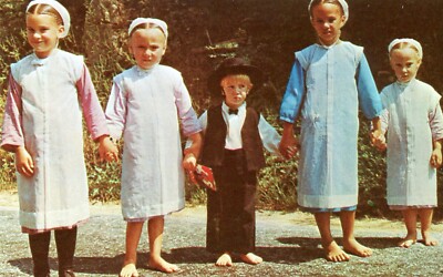 Amish Children in Sunday Dress, Lancaster County, Pennsylvania --POSTCARD