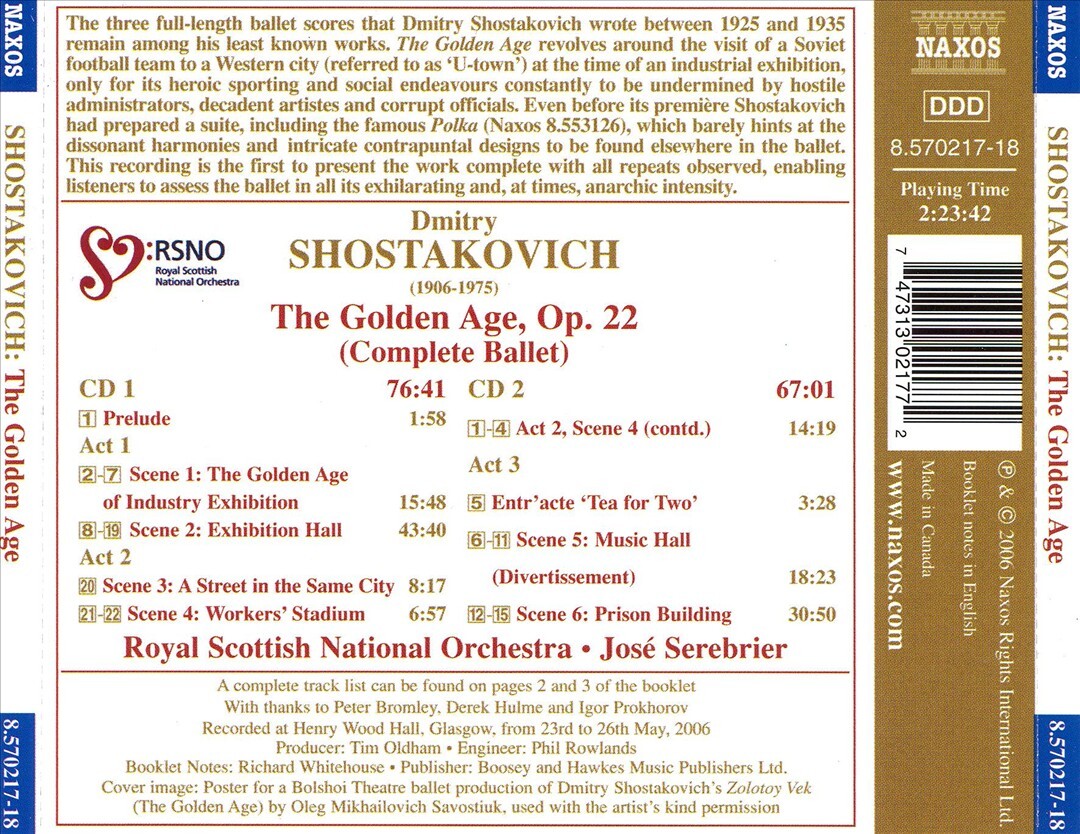 JOSÉ SEREBRIER SHOSTAKOVICH: THE GOLDEN AGE NEW CD