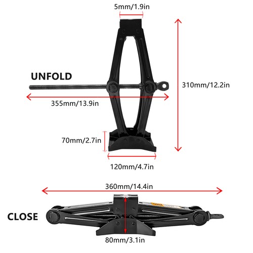 1 Ton Jack Kit Scissor Jack + Extendable Wheel Wrench + 2X Brake Caliper Holder - Picture 9 of 13