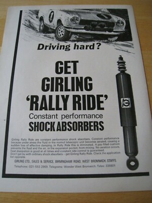GIRLING RALLY RIDE SHOCK ABSORBERS 1970 ADVERT IMAGE APPROX A4 SIZE FILE 7