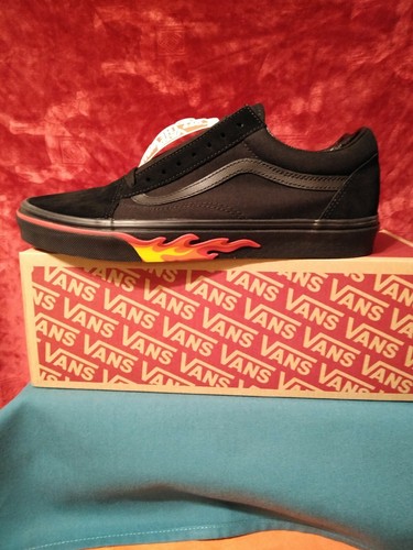 vans old skool flame wall black