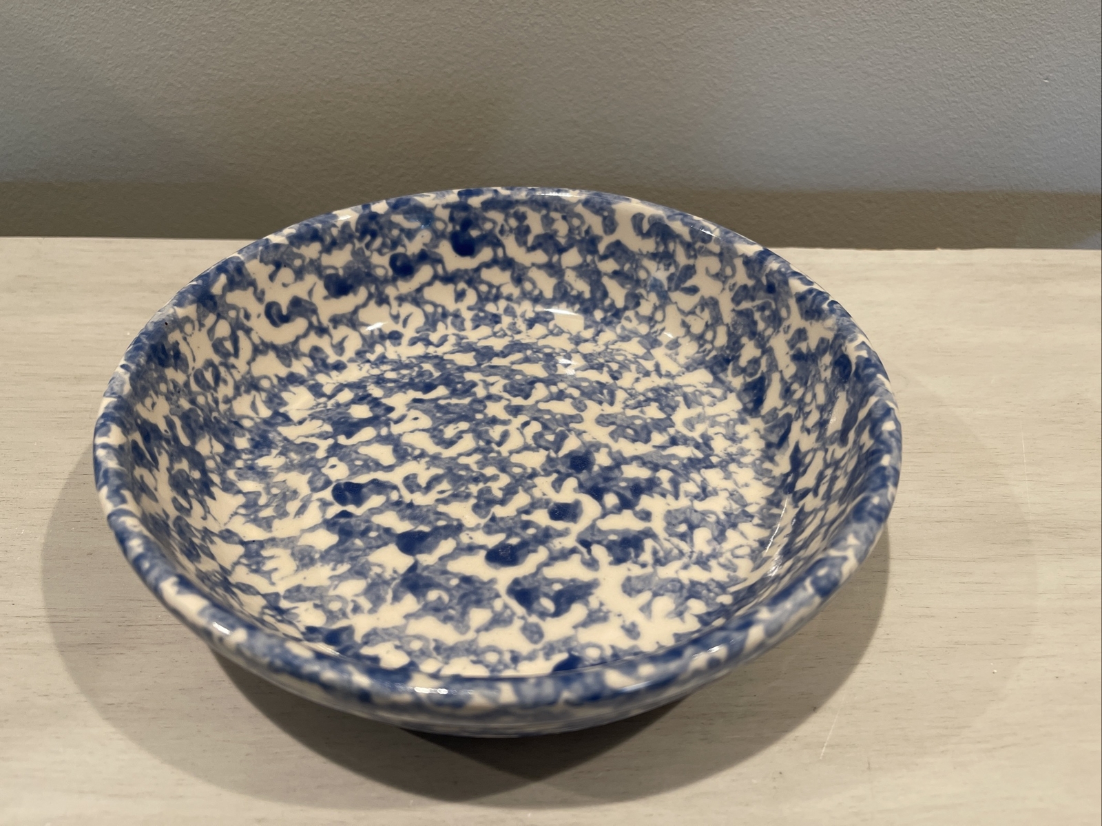 Roseville 8" Pottery Blue Spongeware Crock Bowls Gerald Henn