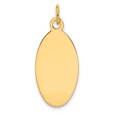 14k Yellow Gold Plain .013 Gauge Engravable Elliptical Disc Charm Pendant