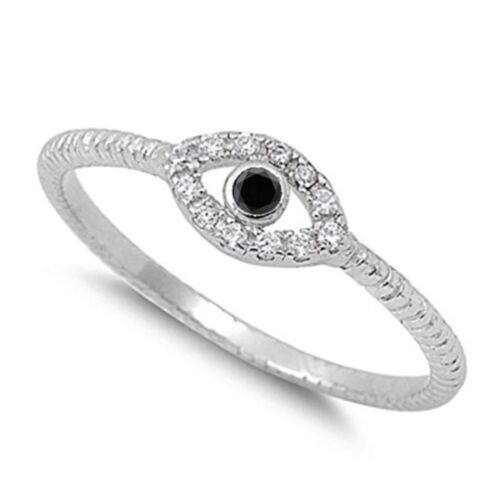 925 Sterling Silver 0.50Ct Round Shape Natural Earthmined Jet Black Diamond Ring - Picture 1 of 1
