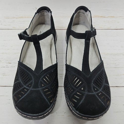 Scarpa piatta Jambu Bridget donna taglia 9,5 nera casual scamosciata cinturino a T Mary Jane - Foto 2 di 9