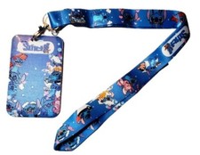 Lilo And Stitch Stitch Character All Over Print Lanyard With ID Holder Keychain