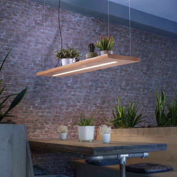 Led Pendellampe Holz Cct Warmweiß Kaltweiß Fernbedienung Dimmbar Memoryfunktion-image