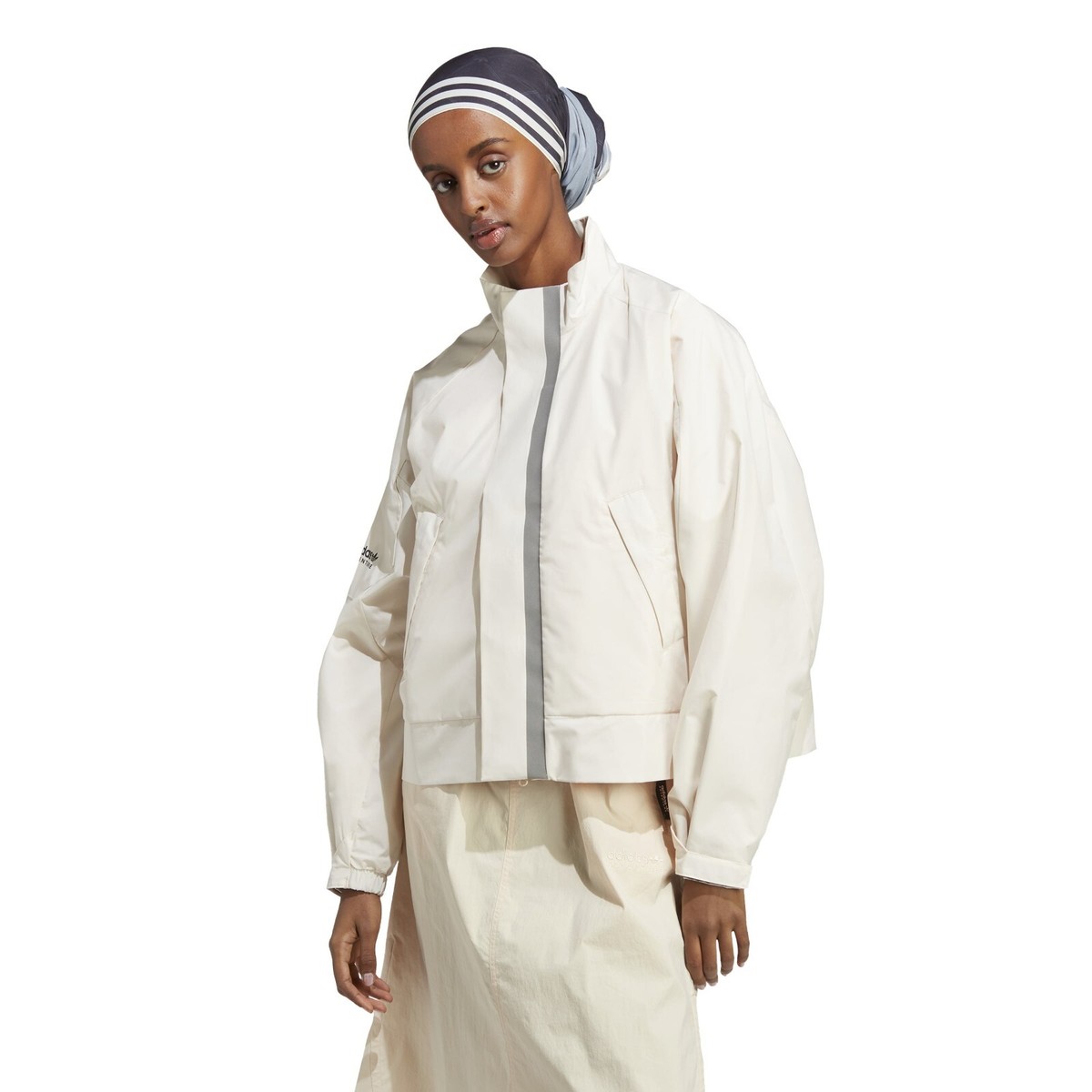 Women's Adidas Adventure Crop Jacket Wonder White Sand Strata Full