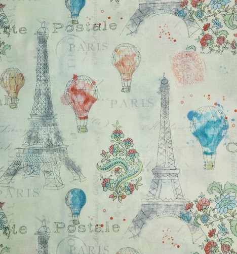 45" x 55" David Textiles Beige Multicolor Paris Images Sewing Material - Picture 4 of 5