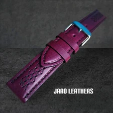 Handmade watch strap, purple, width 20 mm.  Steel handle.  Painted edges.