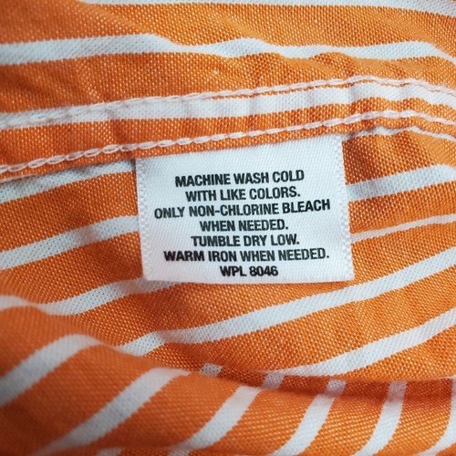 Camisa para hombre habitación club manga larga a rayas con botones talla XXL 2XL naranja - Imagen 8 de 11