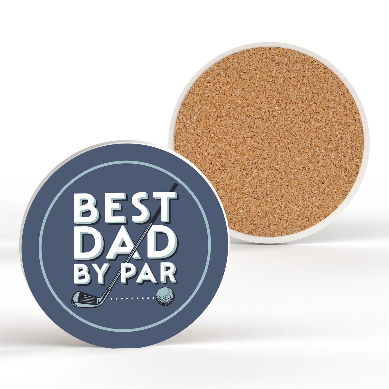 Best Dad By Par Golf Father's Day Hobbies Blue Ceramic Round Coaster
