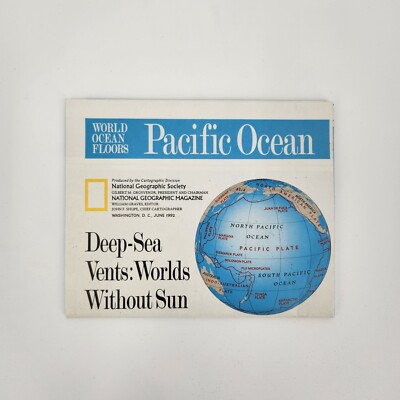 National Geographic Society Map 1992 Pacific Ocean Deep Sea Vents