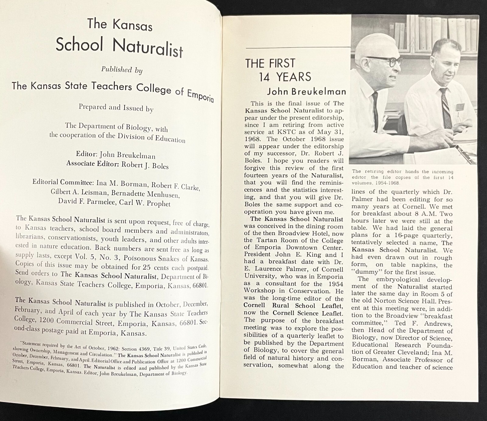 1968 First 14 Years Kansas School Naturalist Vintage Emporia Science Booklet