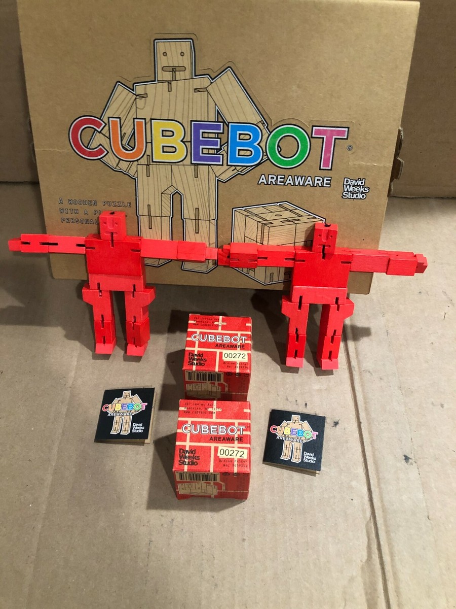 2 PK) Areaware Micro Cubebot Brain Teaser Puzzle Red David Weeks