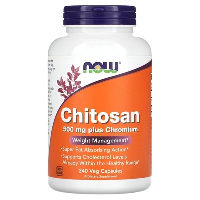 Now Foods Chitosan 500 mg 240 Veg Capsules GMP Quality Assured