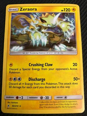 Pokemon : SM UNBROKEN BONDS ZERAORA 60/214 RARE HOLO THEME DECK EXCLUSIVE