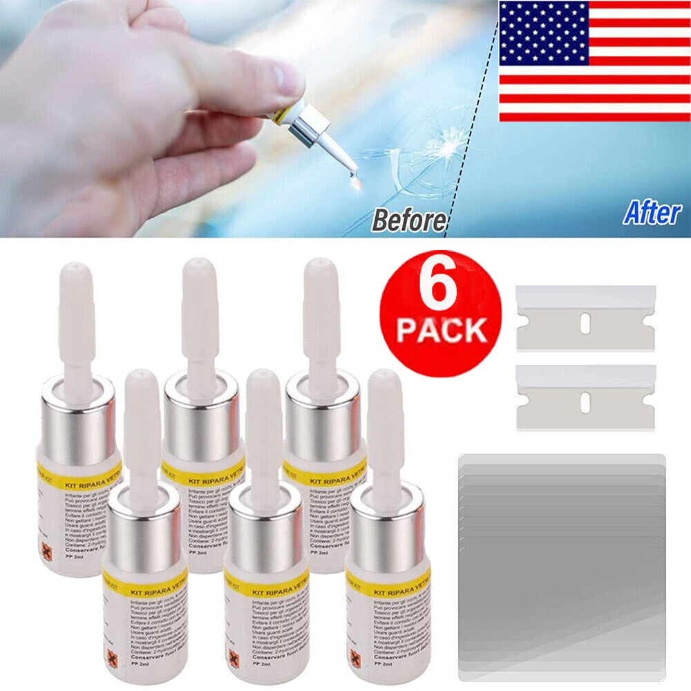 6Pack Auto Glass Nano Repair Fluid Car Windshield Resin Crack Tool Kit