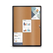 Enclosed Bulletin Board, Lockable Noticeboard Cork Board with Locking Door,Wa...