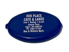 Quikoin Rubber Coin Pouch Our Place Cafe & Lanes Elgin ND Promo Collectible