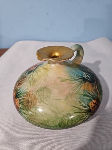 J P L Limoges FRANCE, Squat PITCHER, PINECONES, signed AMY WALL & dated 1924 - Picture 13 of 18