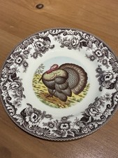 SPODE England TURKEY Woodland S3422 Thanksgiving porcelain dinner plate 10.75"