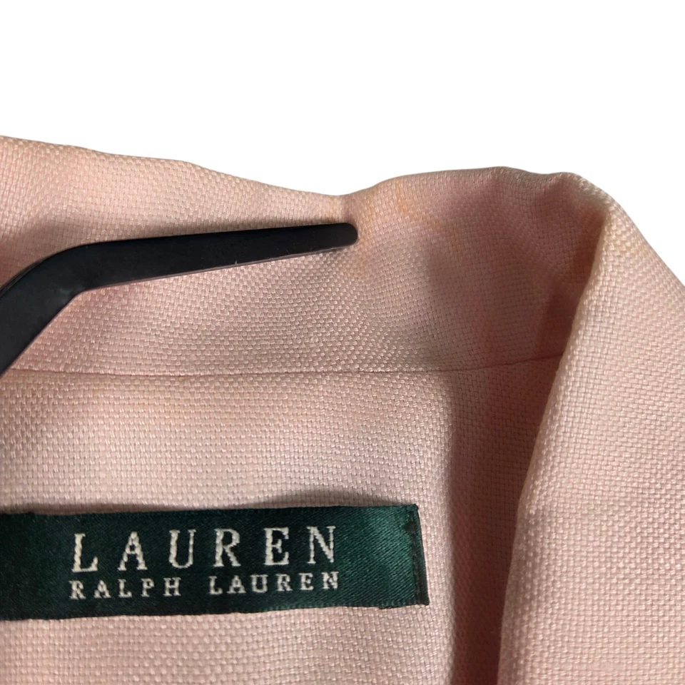 Lauren Ralph Lauren 复古女式粉色亚麻西装外套复古 6 码 — 第 4/4 张图片
