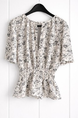 Open Edit Bluse   Größe S   Creme/Dunkelblau